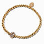Bracelet &eacute;lastique &agrave; initiale pav&eacute; perl&eacute; couleur dor&eacute;e - S,