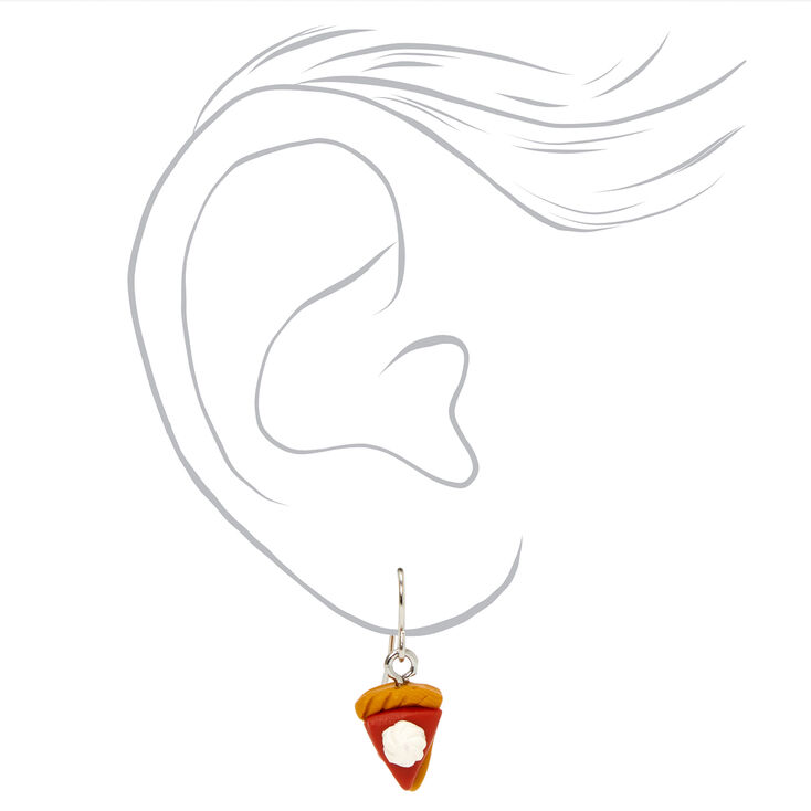 Silver 1&quot; Pumpkin Pie Drop Earrings,