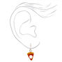 Silver 1&quot; Pumpkin Pie Drop Earrings,