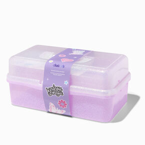 Purple Glitter Makeup Case with Stickers,