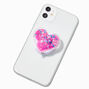 Glitter-Filled Pink Heart Griptok Phone Grip,