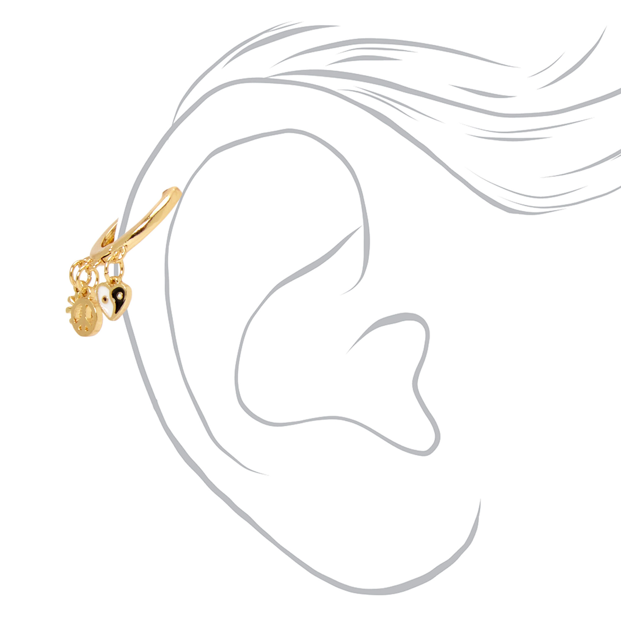 Gold Groovy Charms 18G Helix Hoop Earring Claire s US