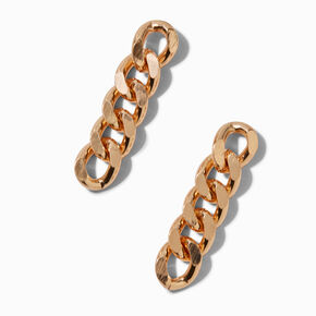 Gold-tone Curb Chain 2&quot; Drop Earrings ,