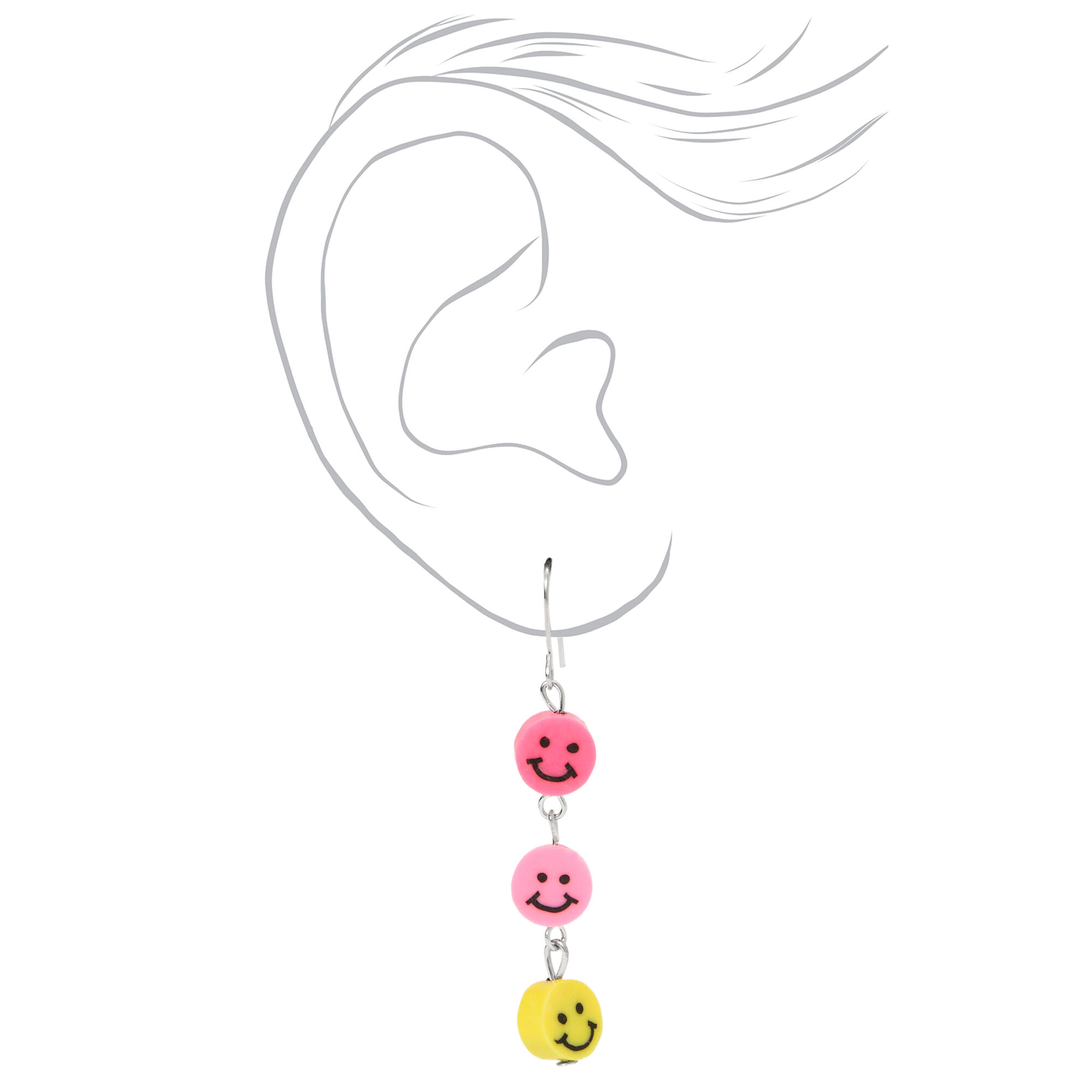 Smiley face earrings claire's hot sale