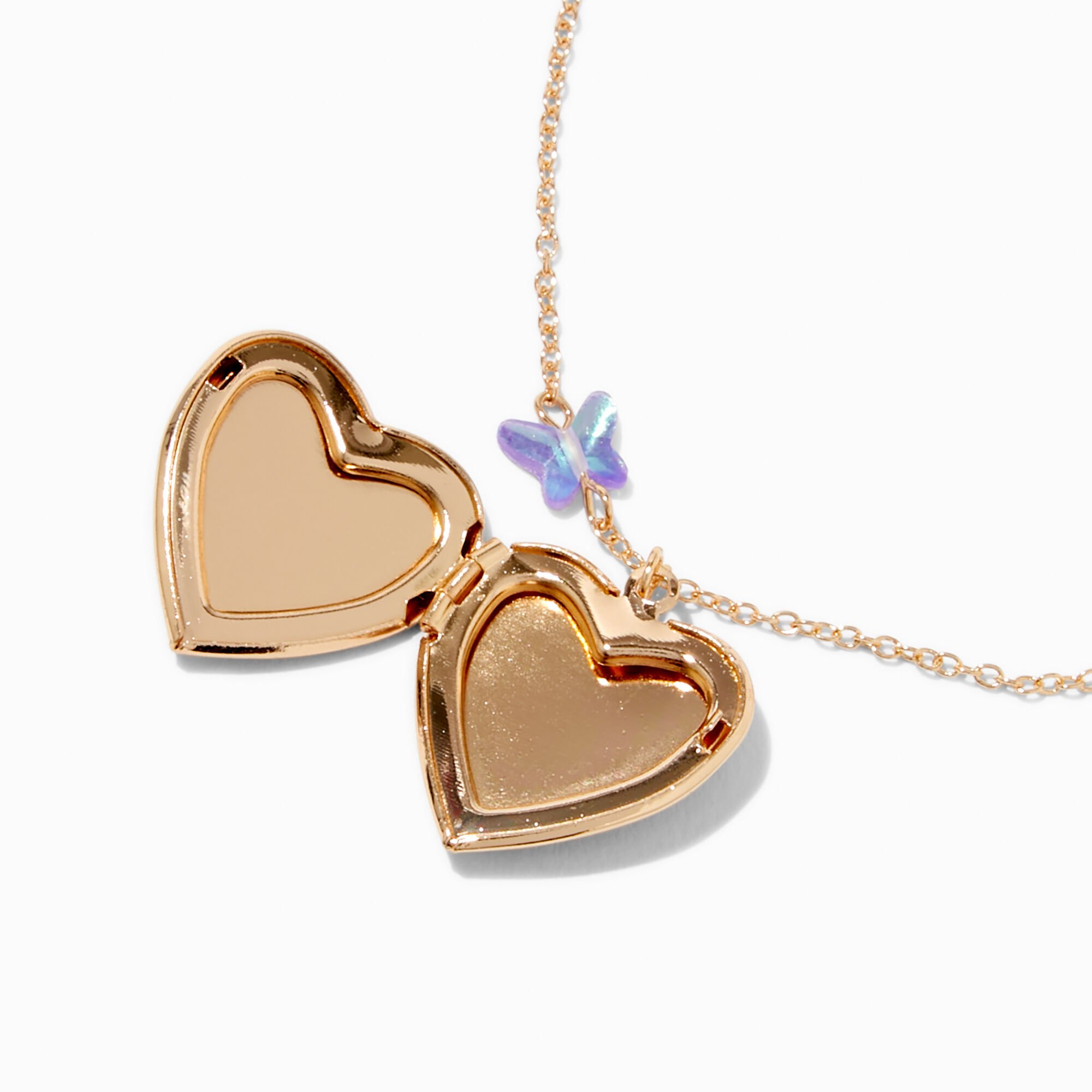 Butterfly Heart Locket Pendant Necklace,