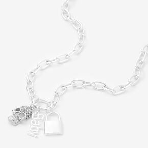 Silver Embellished Skull 16&quot; Chain Necklace,