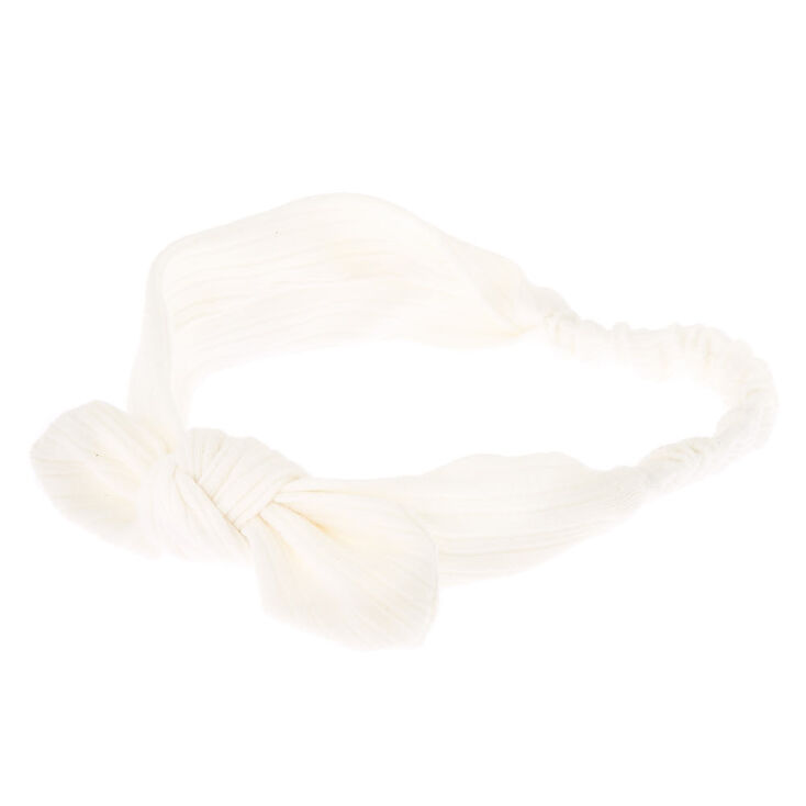 Claire's Bandeau à nœud noué côtelé blanc