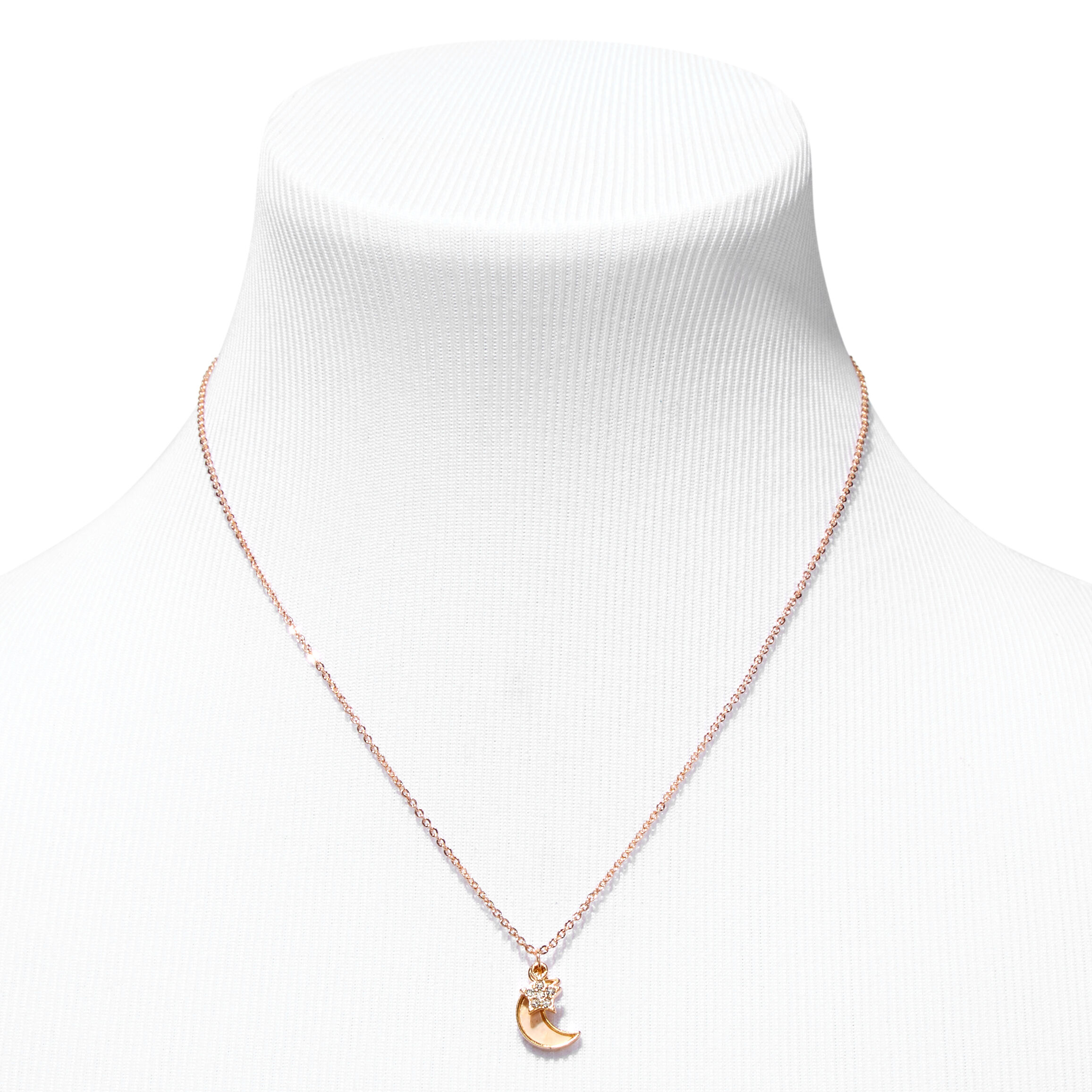 Iridescent Moon & Star Pendant Necklace,