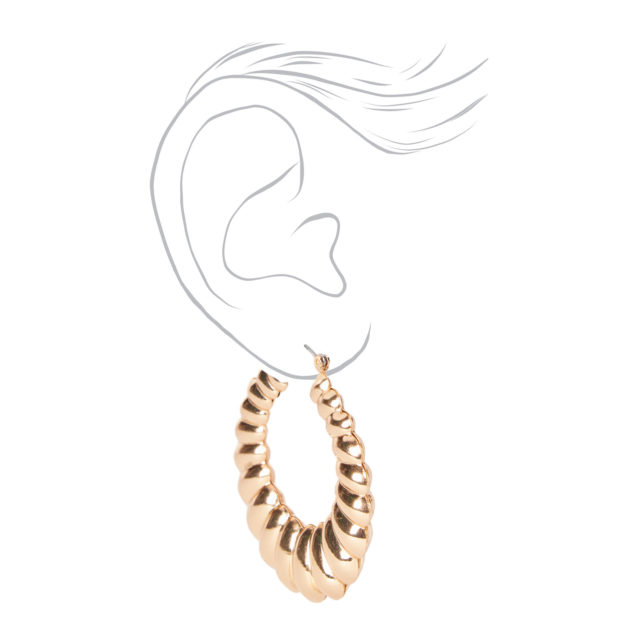 Gold 2" Scalloped Hoop Earrings,