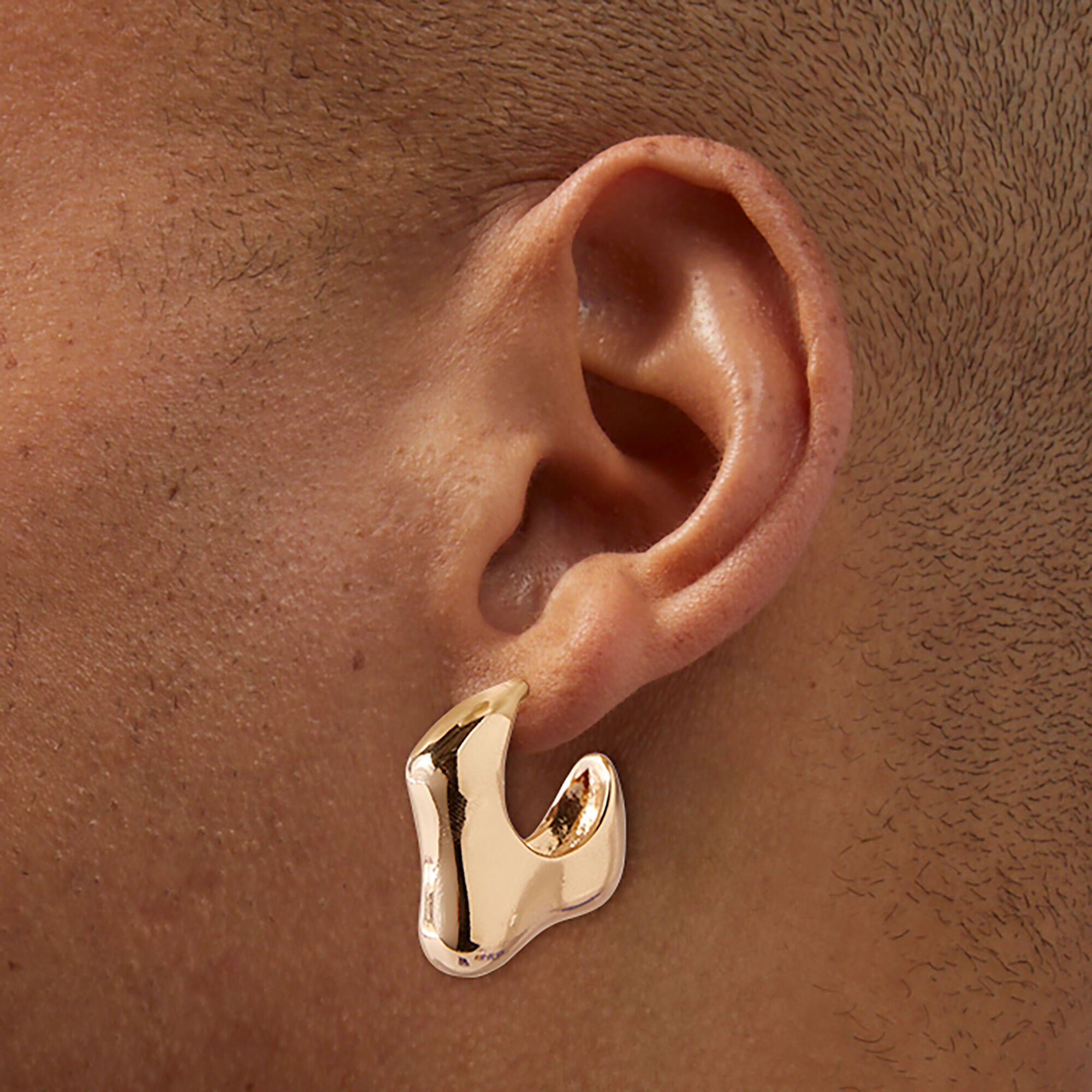 Gold-tone Thick Melty Hoop Earrings,