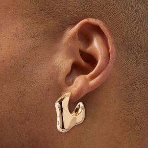 Gold-tone Thick Melty Hoop Earrings ,