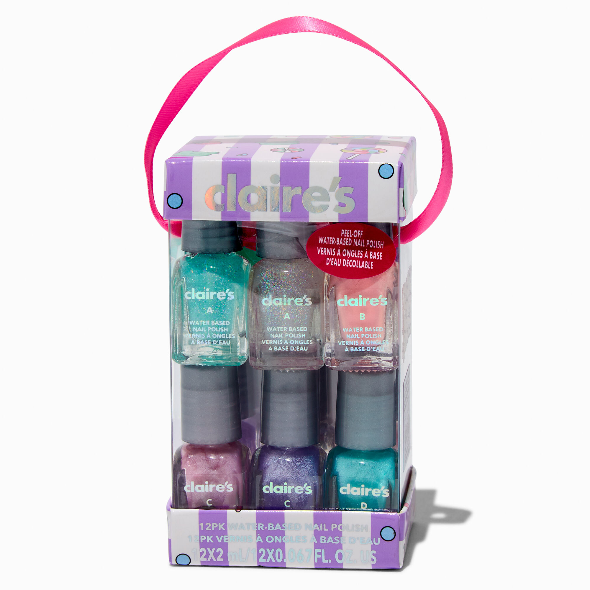 View Claires Gummy Candy Glitter PeelOff Mini Nail Polish 12 Pack Rainbow information