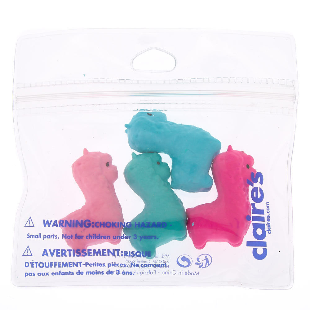Mixed Llama Erasers - Pink, 4 Pack,