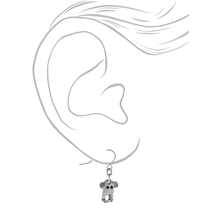 Silver 1&quot; Elephant Drop Earrings,