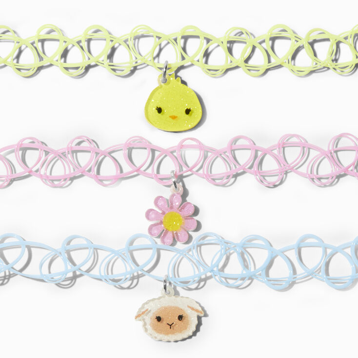 Claire&#39;s Club Easter Pastel Tattoo Choker Necklaces - 3 Pack,