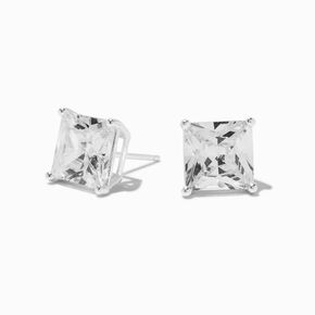 C LUXE by Claire&#39;s Sterling Silver Cubic Zirconia 8mm Square Stud Earrings,