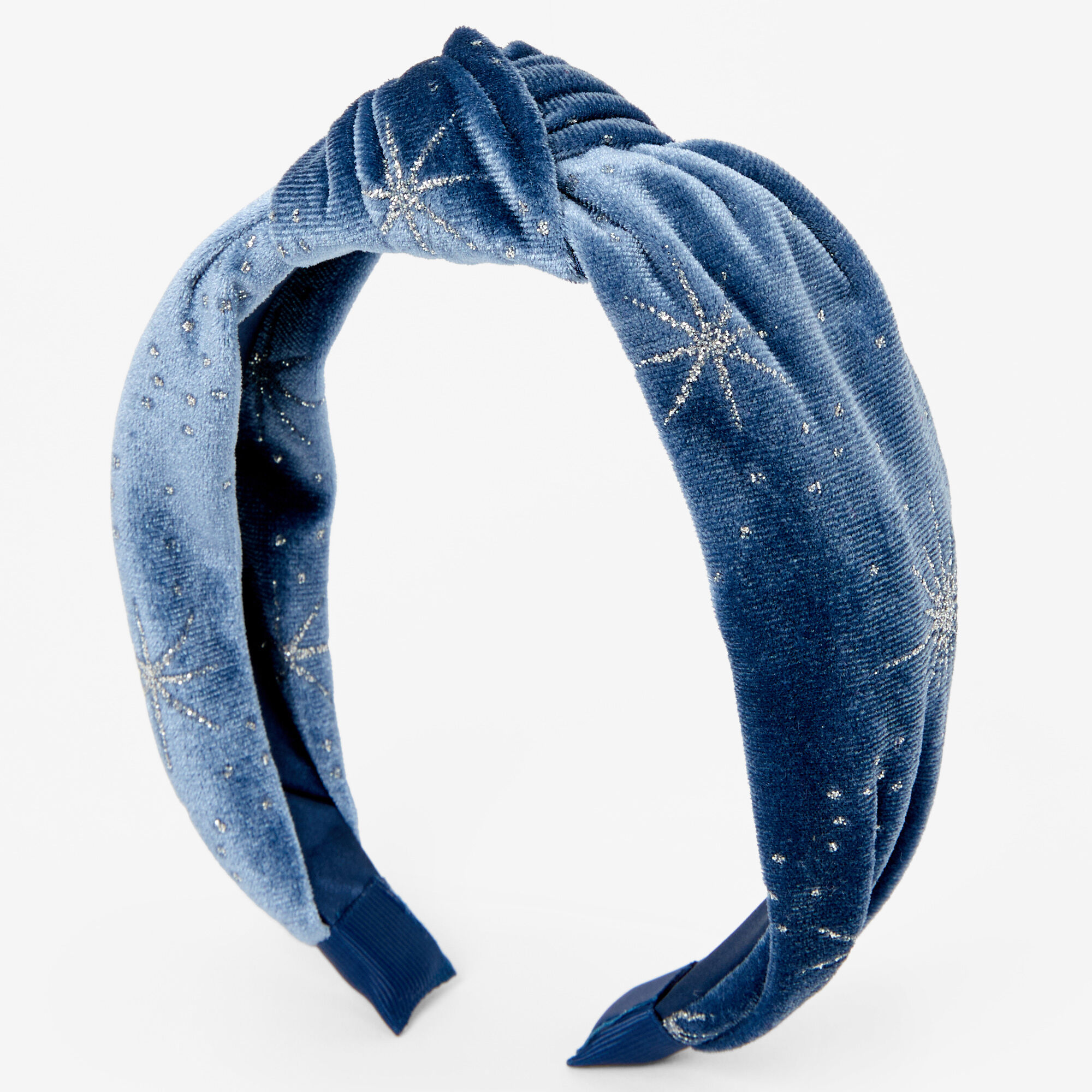 claires.com | Blue Velour Celestial Knotted Headband