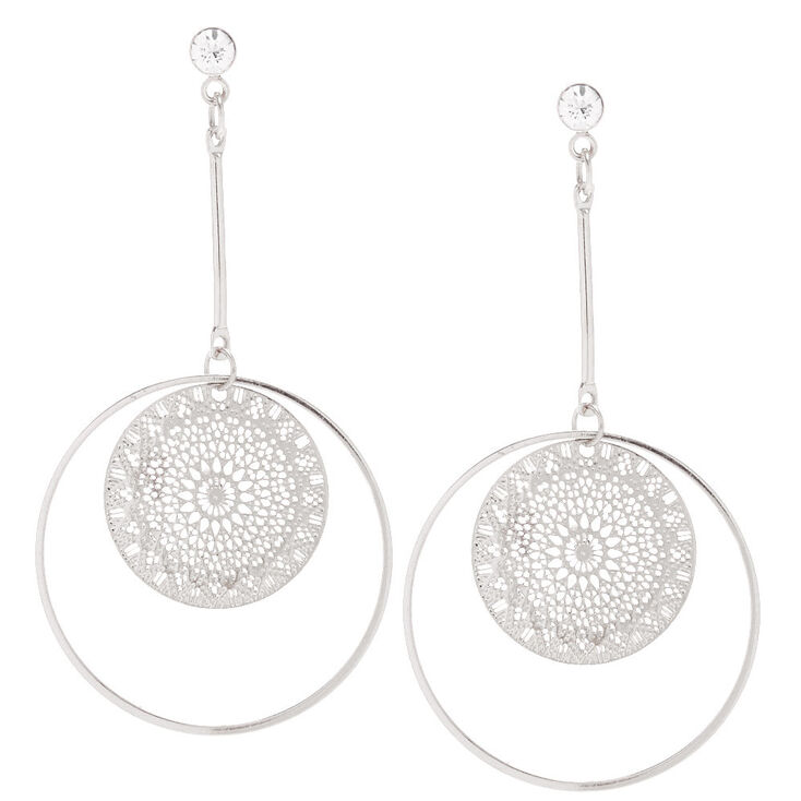 Claire's Pendantes circulaires en filigrane couleur argenté