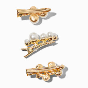 Gold Pearl Hair Clips - 3 Pack,