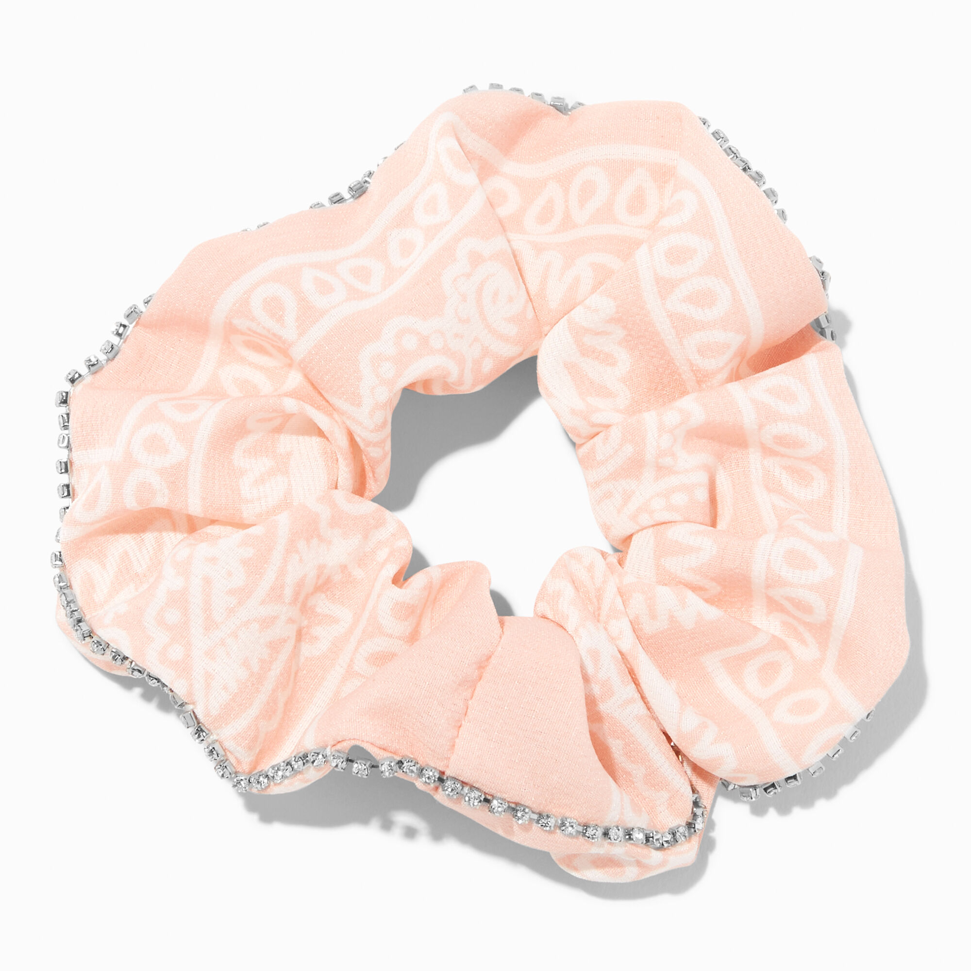 View Claires Blush Bling Fringe Hair Scrunchie Pink information