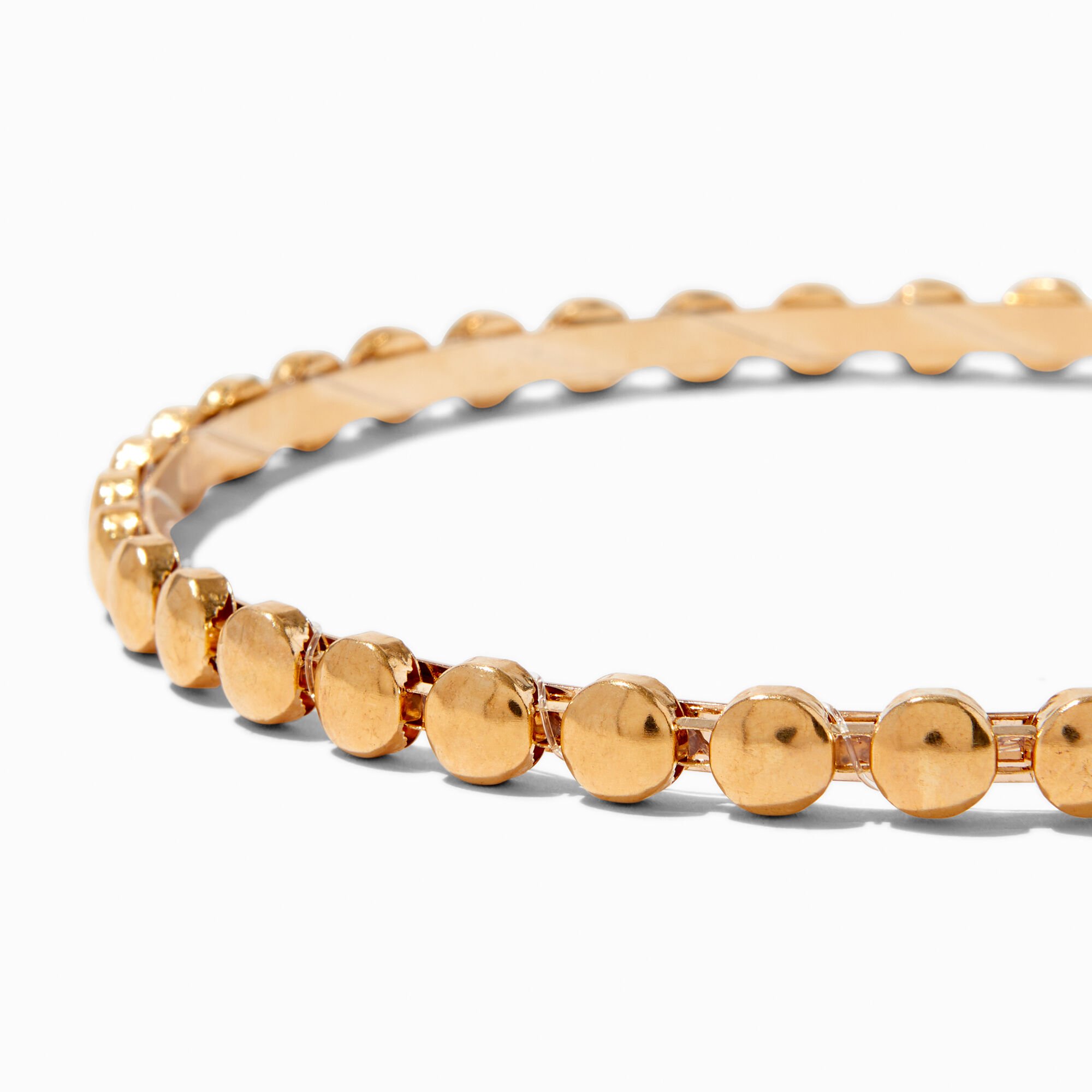 Gold Button Metal Headband,