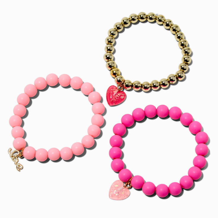 Claire&#39;s Club &quot;Love&quot; &amp; Heart Beaded Stretch Bracelets - 3 Pack,