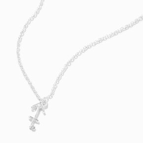 Silver-tone Crystal Zodiac Symbol Pendant Necklace - Sagittarius,