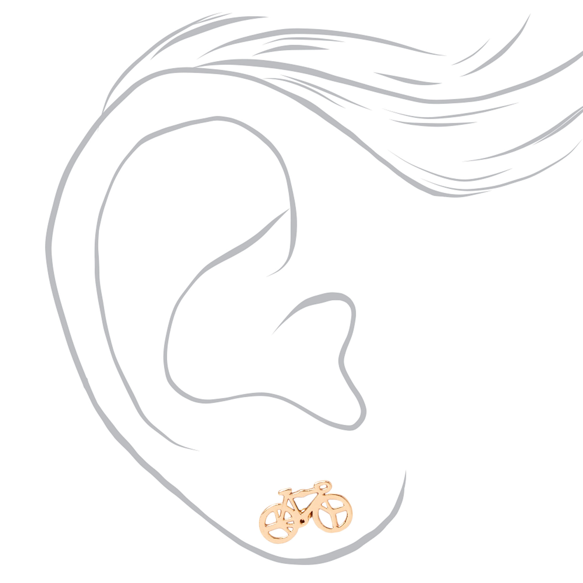 Gold Bicycle Stud Earrings,