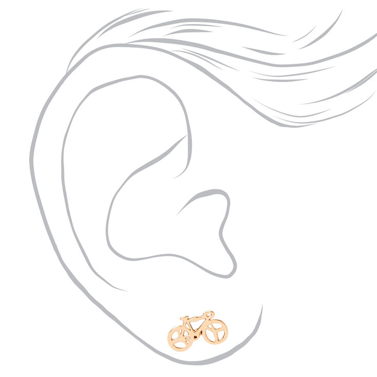 Gold Bicycle Stud Earrings,