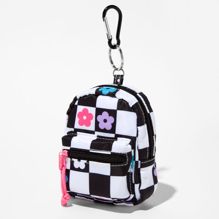 Checkered Daisy Mini Backpack Keychain,