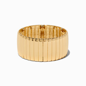 Gold-tone Thick Ribbed Stretch Bracelet,