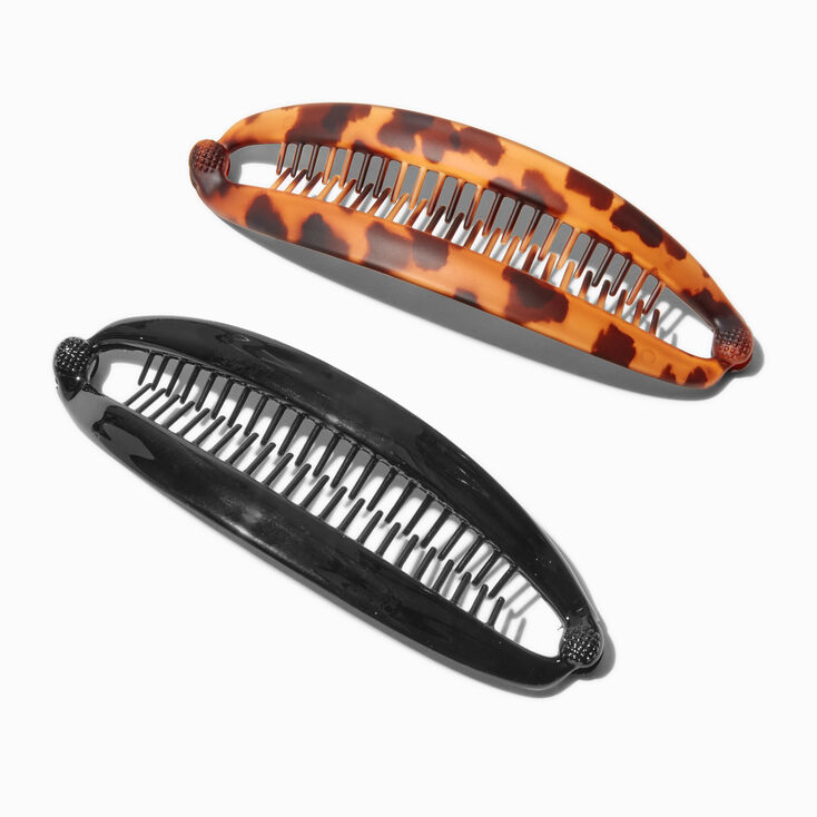 Brown &amp; Black Tortoiseshell Banana Clip Hair Claws - 2 Pack,