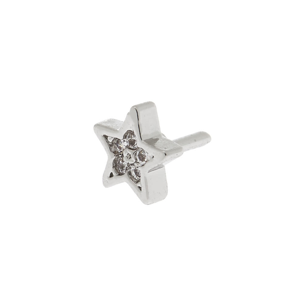 Silver Cubic Zirconia 16G Star Helix Stud,