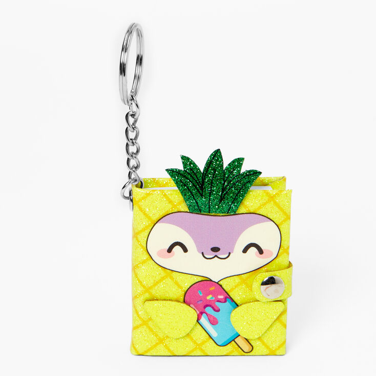 Glitter Pineapple Costume Chipmunk Mini Diary Keychain,