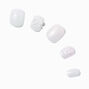 White Iridescent Pearl Squoval Vegan Faux Nail Set - 24 Pack,