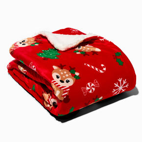 Holiday Reindeer Plush Throw Blanket,