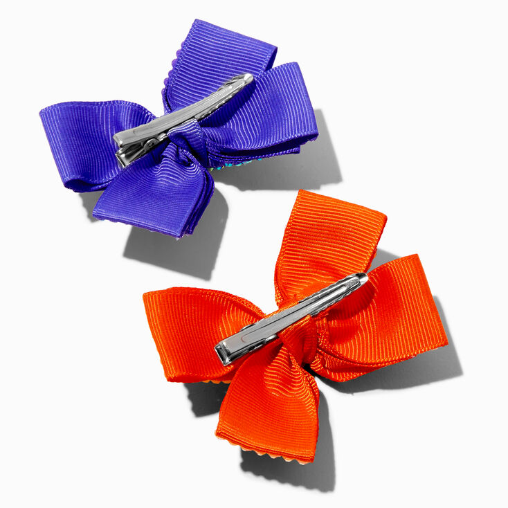 Barrettes &agrave; n&oelig;uds &eacute;tincelants citrouille-lanterne et fant&ocirc;me - Lot de 2,
