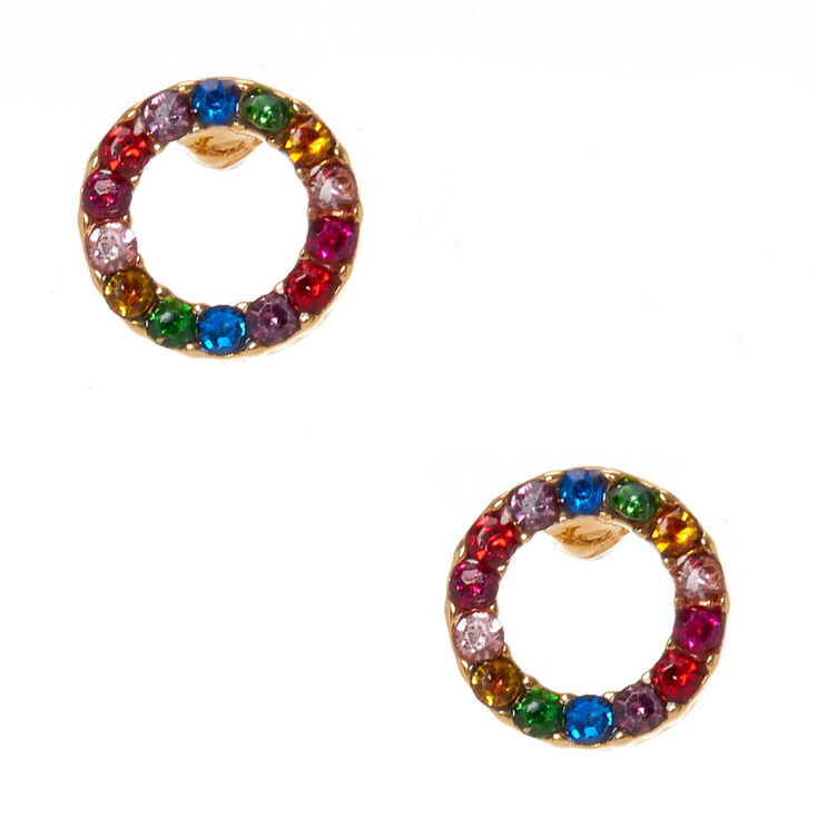 18kt Gold Plated Rainbow Circle Stud Earrings,