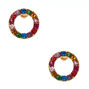 18kt Gold Plated Rainbow Circle Stud Earrings,