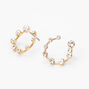 Gold Embellished Open Circle Stud Earrings,