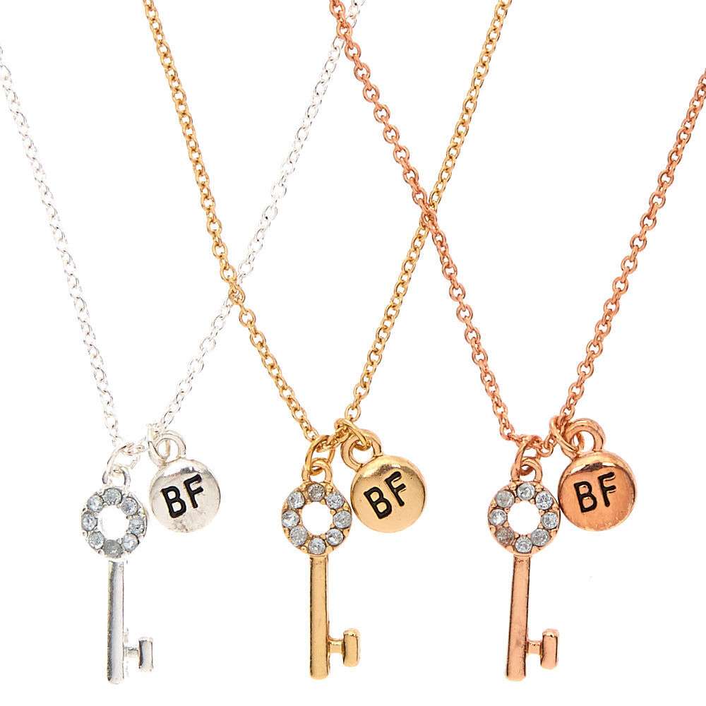 Best Friends Mixed Metal Key Pendant Necklaces 3 Pack Claire s