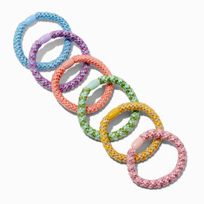 Bright Rainbow Elastic Hair Ties - 6 Pack,