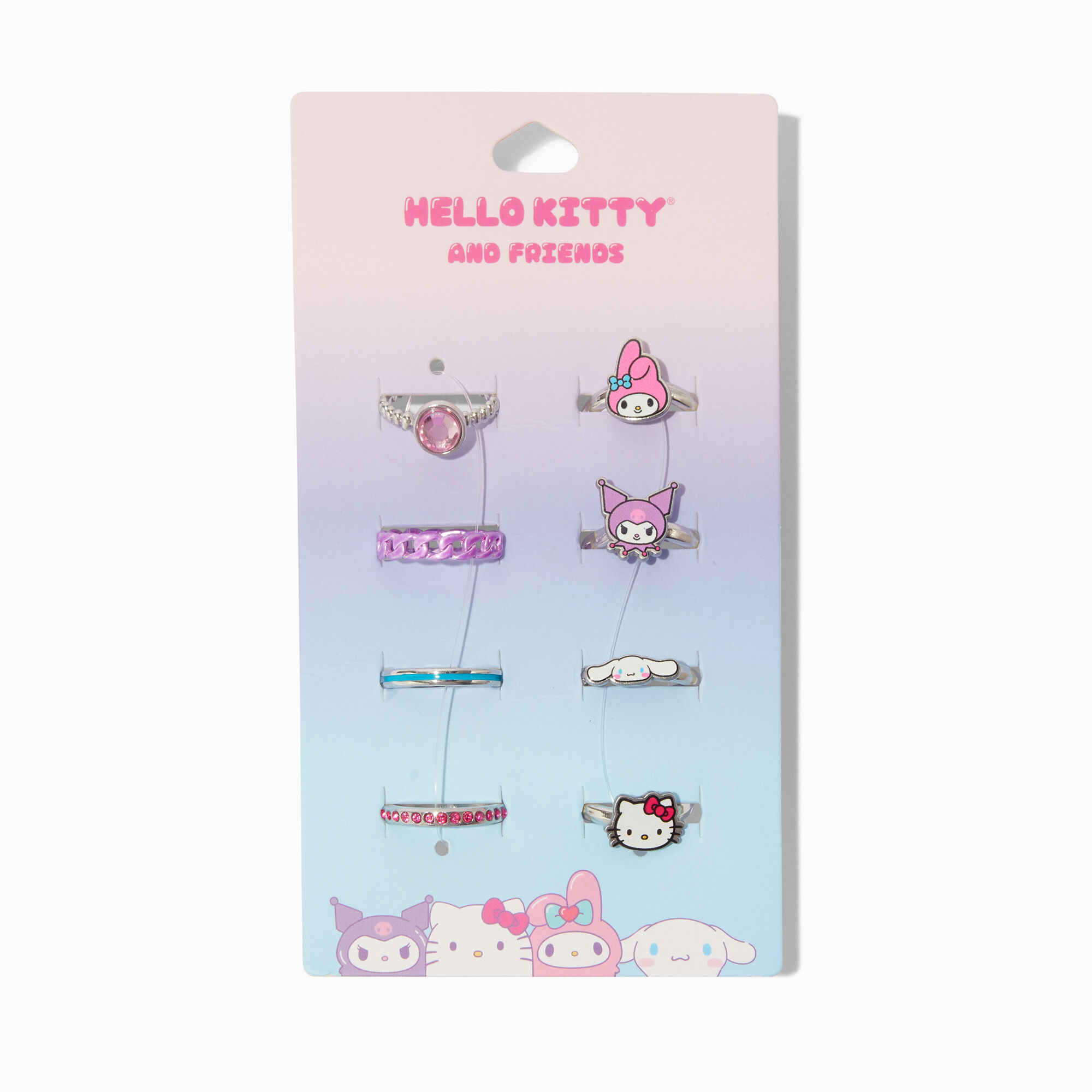 View Claires Hello Kitty And Friends Tone Rings 8 Pack Silver information