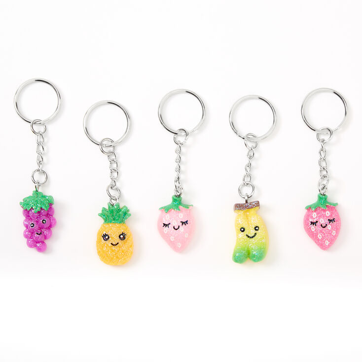 Porte-cl&eacute;s best friends fruits souriants vari&eacute;s - Lot de&nbsp;5,