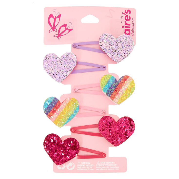 Claire's Club Glitter Heart Hair Clips - Pack | Bridge Town Centre