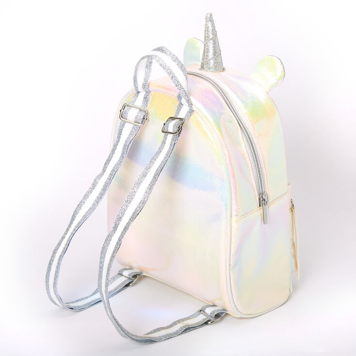 Iridescent Quilted Unicorn Small Backpack - White,