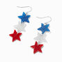 Red, White, &amp; Blue Triple Star Glitter Acrylic 1.5&quot; Drop Earrings,
