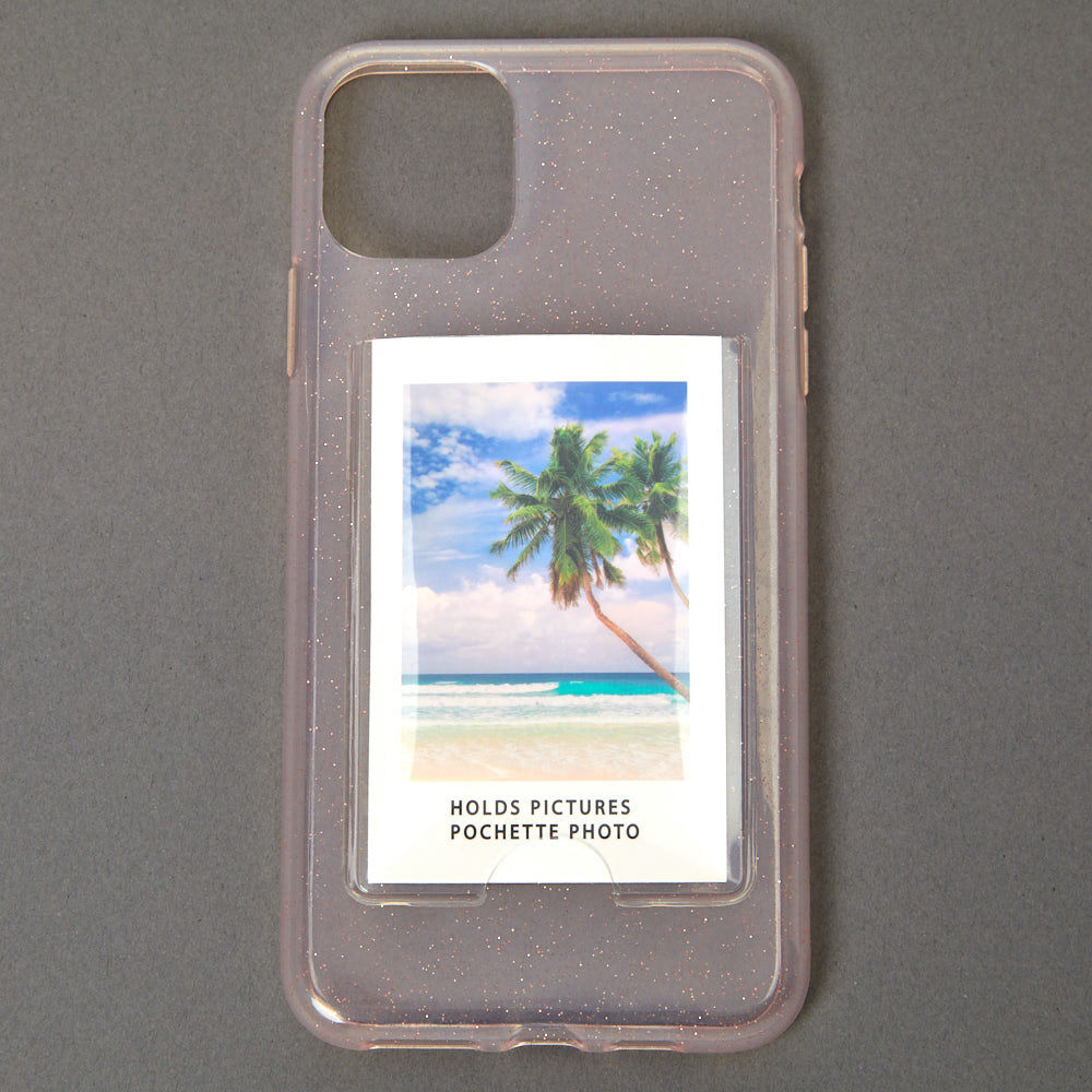 Clear Glitter Instax Mini Pocket Protective Phone Case - Fits iPhone 11 Pro,