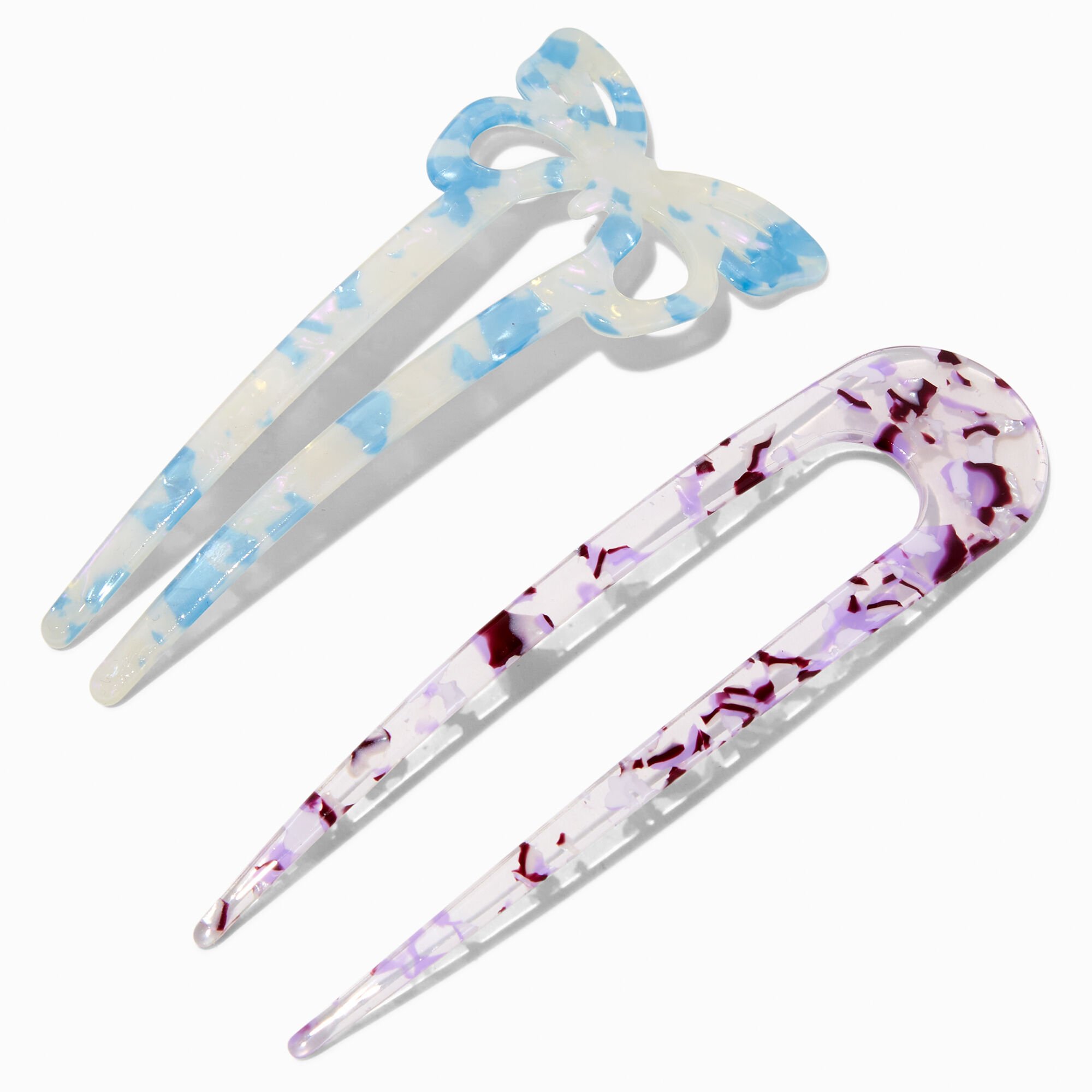 Marble Butterfly Hair Sticks - 2 Pack,