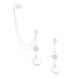 Silver-tone Celestial Moon Ear Cuff Connector Chain Earrings,